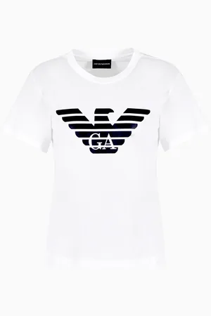 Emporio Armani T-Shirt aus Bio-Jersey mit ASV Logo-Print