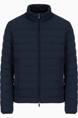 Emporio Armani Daunenjacke mit durchgehendem Reißverschluss aus gestepptem Nylon mit Adler-Logo-Aufnäher