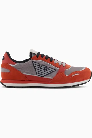 Emporio Armani Sneaker aus Mesh mit Veloursleder-Details und Maxi-Adler-Patch