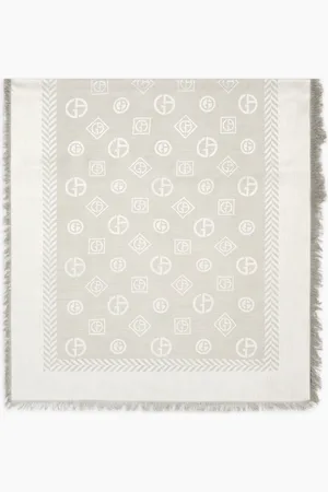 Giorgio Armani Stola aus Schurwolle und Seide mit Monogramm in Jacquard-Stoff-Verarbeitung