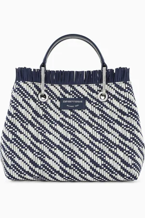 Emporio Armani Mittelgroßer Shopper MyEA aus geflochtenen Panama-Strohfasern