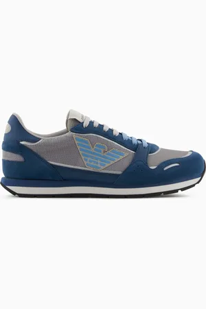 Emporio Armani Sneaker aus Mesh mit Veloursleder-Details und Maxi-Adler-Patch