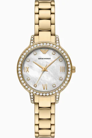 Emporio Armani Dreizeigeruhr mit Armband aus goldfarbenem Edelstahl