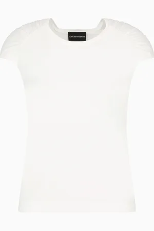 Emporio Armani T-Shirt mit gerafften Ärmeln, gefertigt aus Stretchjersey