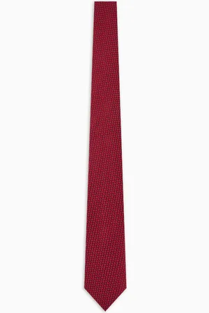 Emporio Armani Krawatte aus reiner Seide mit Allover-Muster aus Jacquard-Stoff