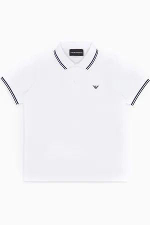 Emporio Armani Poloshirt aus Stretch-Pikee mit gestreiften Bündchen