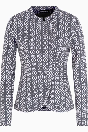 Emporio Armani Jacke aus zweifarbigem Jacquard-Stoff mit Grandad-Kragen