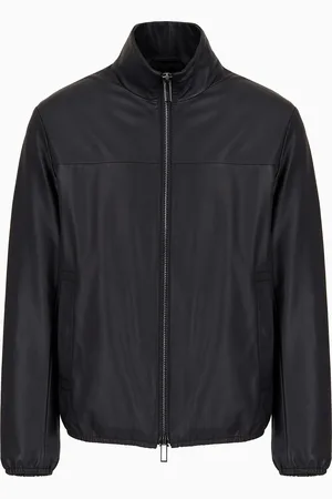 Emporio Armani Blouson mit durchgehendem Reißverschluss aus Semianilin-Lammnappaleder