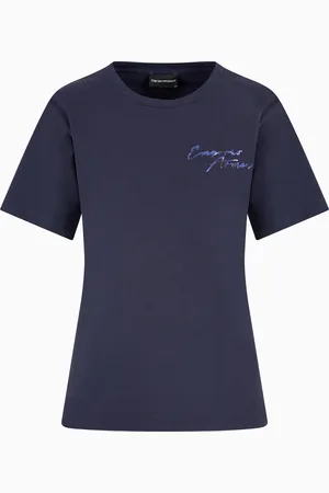 Emporio Armani ASV T-Shirt aus Jersey mit mehrfarbiger Stickerei und Logo