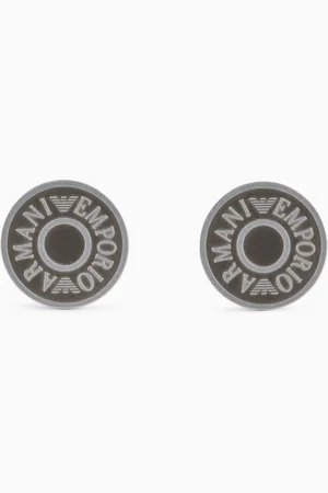Emporio Armani Manschettenknöpfe aus Edelstahl mit grauer Gunmetal-Beschichtung