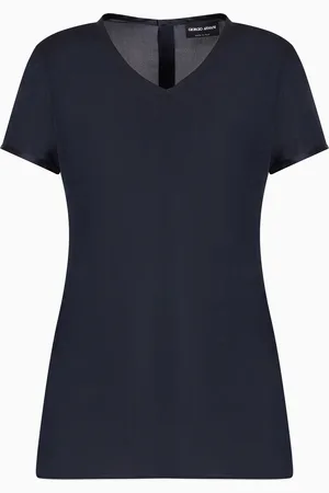 Giorgio Armani Bluse aus Seidencharmeuse mit V-Ausschnitt
