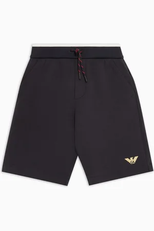 Emporio Armani Shorts mit Tunnelzug, gefertigt aus doppellagigem Jersey mit Stickerei