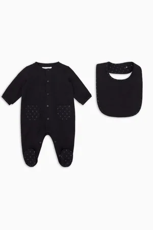Emporio Armani Geschenkset Strampler und Lätzchen mit Optical-Adler-Print