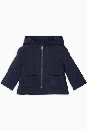 Emporio Armani Blouson mit Kapuze, aus Nylon mit Allover-Mikro-Adler in Matelassé-Optik