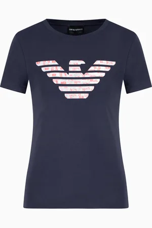 Emporio Armani ASV Slim Fit T-Shirt aus Stretchjersey mit Maxi-Adler-Print