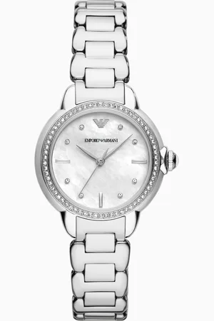 Emporio Armani Edelstahluhr mit drei Zeigern