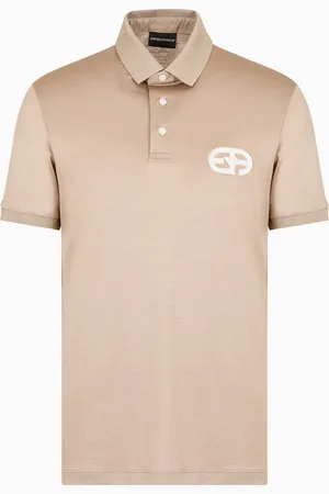 Emporio Armani Poloshirt aus Jersey-Lyocell-Mischung, mit gesticktem EA-Logo in Reliefoptik
