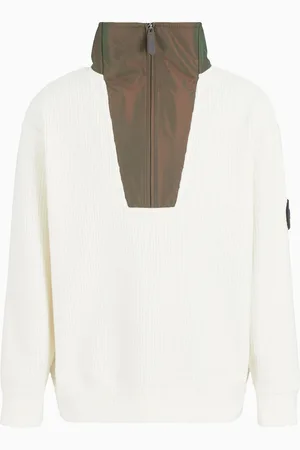 Giorgio Armani Neve Sweatshirt mit 3/4-Reißverschluss, gefertigt aus gerippter Kaschmir-Baumwolle