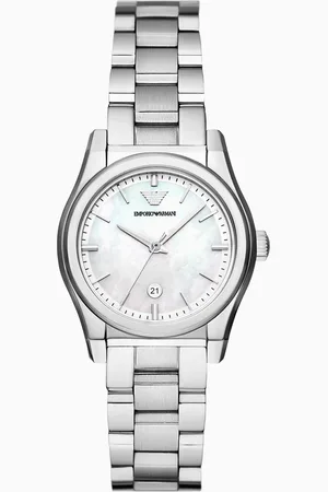 Emporio Armani Uhr mit drei Zeigern, Datumsanzeige und Edelstahlarmband