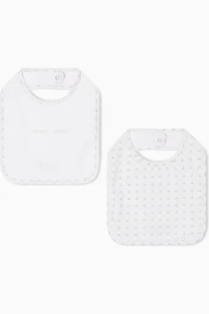 Emporio Armani 2er-Pack Lätzchen aus Jersey mit Logo und Adler im Optical-Muster