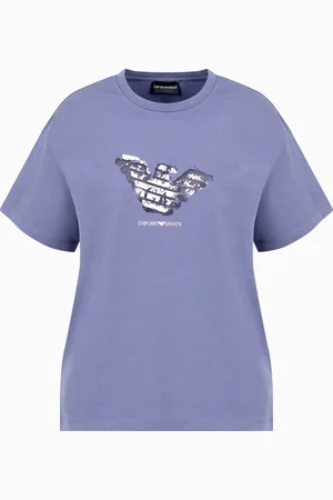 Emporio Armani T-Shirt aus Baumwolljersey mit Devoré-Logo
