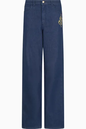 Emporio Armani J4B-Jeans mit mittelhohem Bund, geradem Bein und mit Stickerei, gefertigt aus Denim