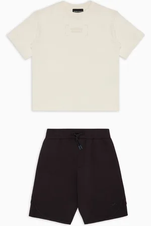 Emporio Armani Set mit T-Shirt und Bermudashorts mit Logostickerei
