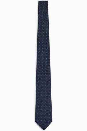 Emporio Armani Krawatte aus reiner Seide mit kleinem Punktemuster in Jacquard-Stoff-Verarbeitung
