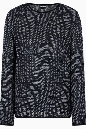 Giorgio Armani Pullover mit Rundhalsausschnitt aus Baumwolle, Viskose und Kaschmir in Jacquard-Stoff-Verarbeitung