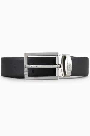 Emporio Armani Wendegürtel aus geprägtem, zweifarbigem Leder mit geprägtem Allover-Adler
