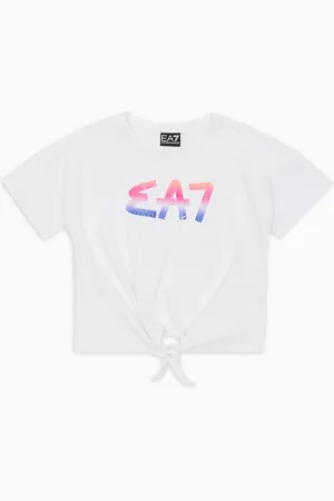 EA7 Logo Series Girl T-Shirt mit Rundhalsausschnitt aus Baumwollstretch