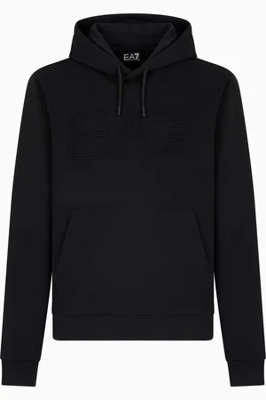 EA7 Logo Series Sweatshirt aus Bio-Baumwolle mit Kapuze