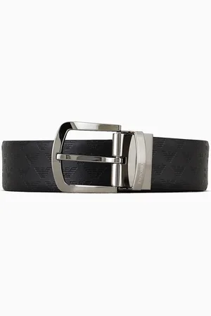 Emporio Armani Wendbarer Gürtel aus Leder mit durchgehendem Monogramm