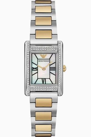 Emporio Armani Uhr mit zwei Zeigern und zweifarbigem Edelstahlarmband