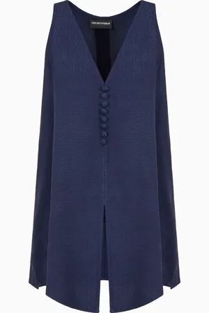 Emporio Armani Top aus gewebter Viskose mit V-Ausschnitt