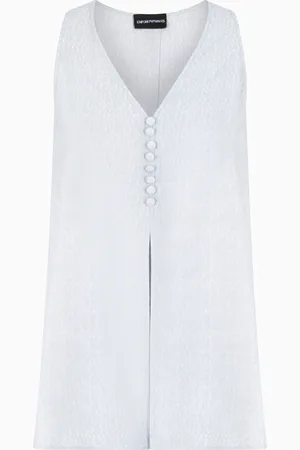 Emporio Armani Top aus gewebter Viskose mit V-Ausschnitt