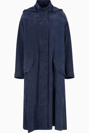 Emporio Armani Trenchcoat mit Kordelzug in der Taille, gefertigt aus Techno-Cupro