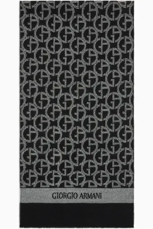 Giorgio Armani Schal aus Wolle mit Monogramm in Jacquard-Stoff-Verarbeitung