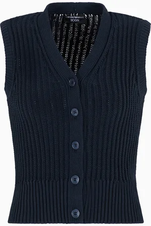 Emporio Armani Icon Weste mit V-Ausschnitt und Patentmuster