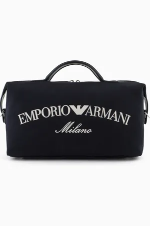 Emporio Armani Henkeltasche aus Segeltuch mit Logo-Stickerei und Schultergurt