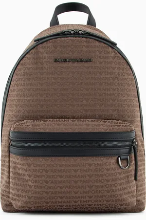 Emporio Armani Rucksack aus Jacquard-Stoff mit Allover-Schriftzug