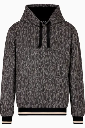 EA7 Sweatshirt mit Kapuze, gefertigt aus Interlock in Jacquard-Stoff-Verarbeitung