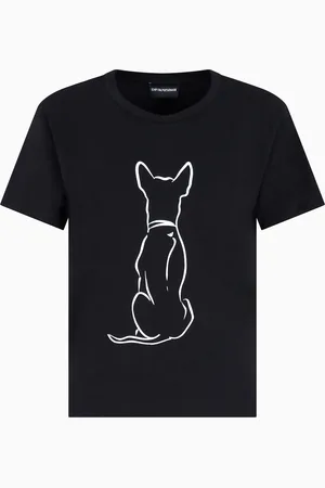 Emporio Armani T-Shirt aus Stretchjersey mit dem Aufdruck „We love dogs #27“