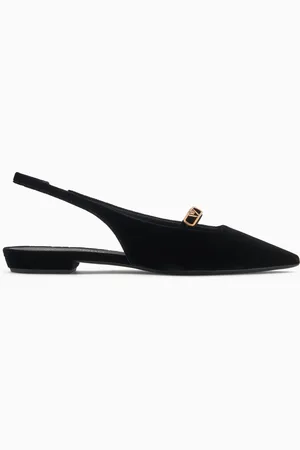 Emporio Armani Slingback-Ballerinas aus Samt mit Adlerplakette