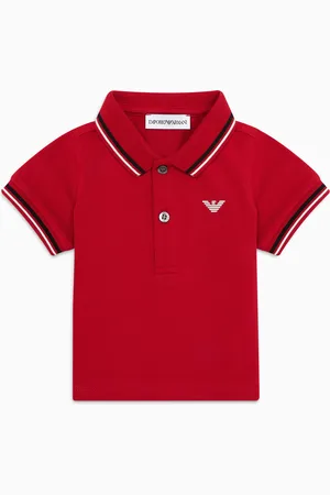 Emporio Armani Poloshirt aus Stretch-Pikee mit gestreiften Bündchen