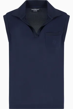 Emporio Armani Icon Top aus Krepp-Jersey aus Mikro-Pikee