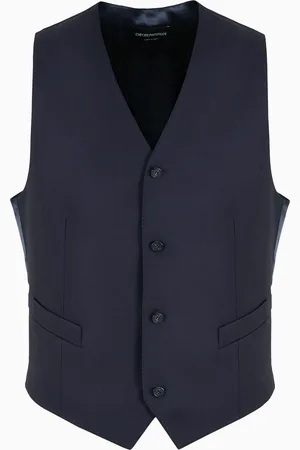 Emporio Armani Einreihige Weste aus gekämmter Schurwolle