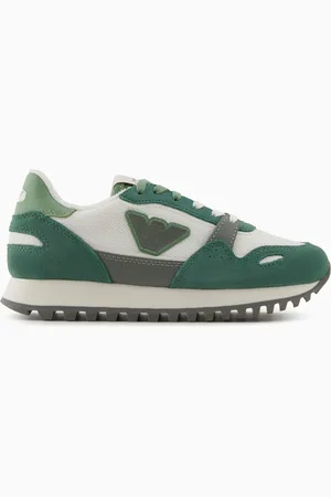 Emporio Armani Sneaker aus Mesh mit Veloursleder-Details und Adler-Patch