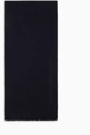 Emporio Armani Schal aus Wolle mit Logo-Schriftzug in Jacquard