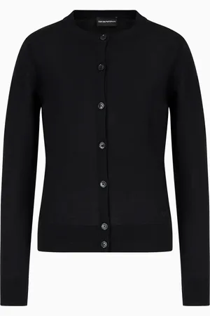 Emporio Armani Cardigan aus reiner Schurwolle in Glattstrick